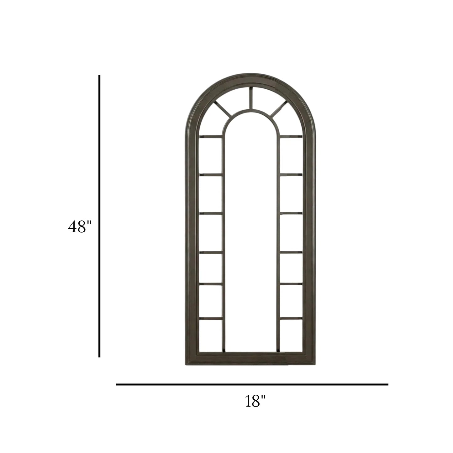 arch window pane wall mirror metal frame dark gray color 48''x18'' china