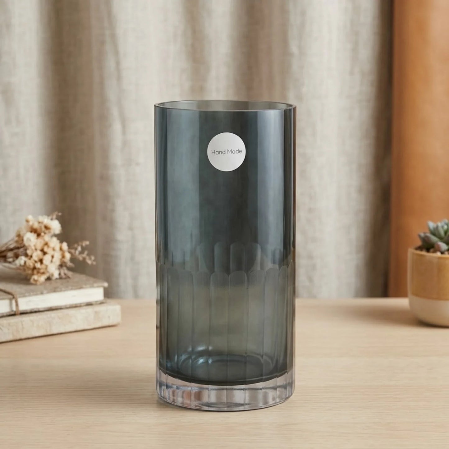 glass vase grey small 8''x4'' china